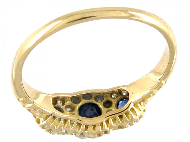 Edwardian Triple Cluster Sapphire & Diamond Ring