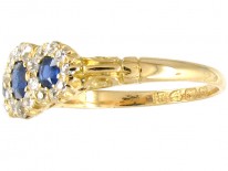 Edwardian Triple Cluster Sapphire & Diamond Ring