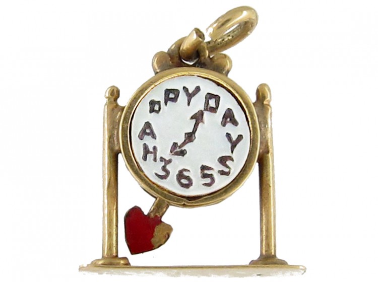 Art Deco Gold Clock Charm