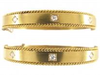 Pair of Gold Victorian Diamond Set Bangles in Original Case