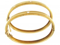Pair of Gold Victorian Diamond Set Bangles in Original Case