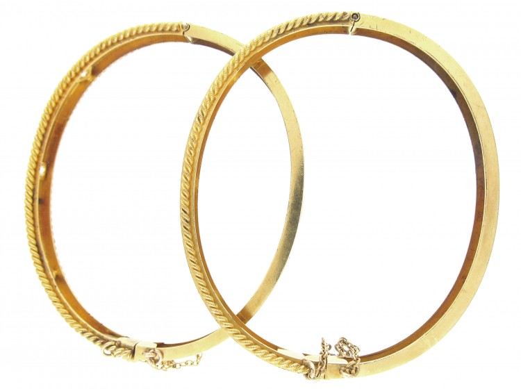 Pair of Gold Victorian Diamond Set Bangles in Original Case
