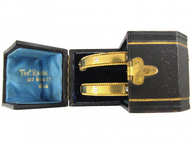 Pair of Gold Victorian Diamond Set Bangles in Original Case