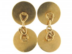 Art Deco Gold, Ruby & Emerald Round Cufflinks of Spiral Design