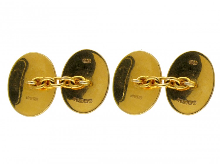 Gold & Enamel Nautical Flag Oval Cufflinks