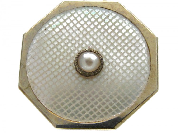 Set of Four 9ct Yellow & White Gold Buttons in Case