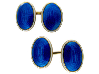 Blue & White Enamel 18ct Gold Cufflinks