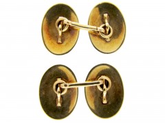 Blue & White Enamel 18ct Gold Cufflinks