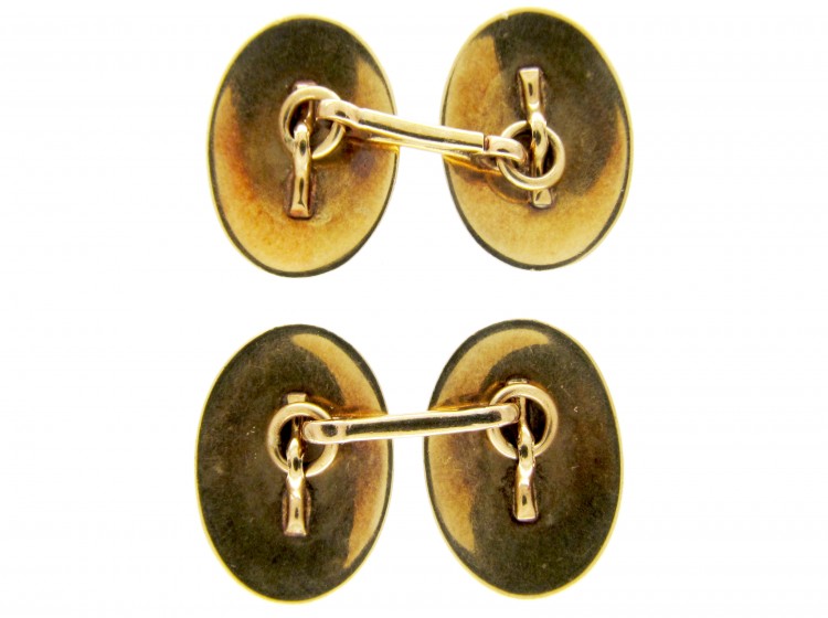 Blue & White Enamel 18ct Gold Cufflinks