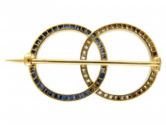 Sapphire & Diamond Double Circle Edwardian Brooch