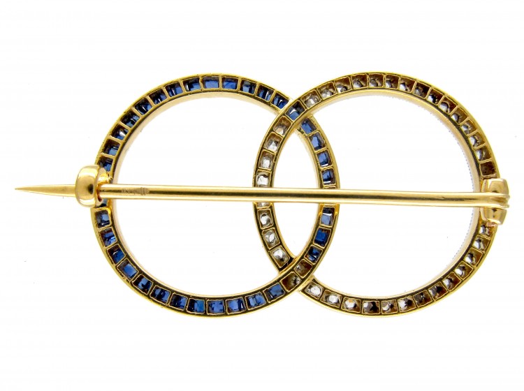 Sapphire & Diamond Double Circle Edwardian Brooch