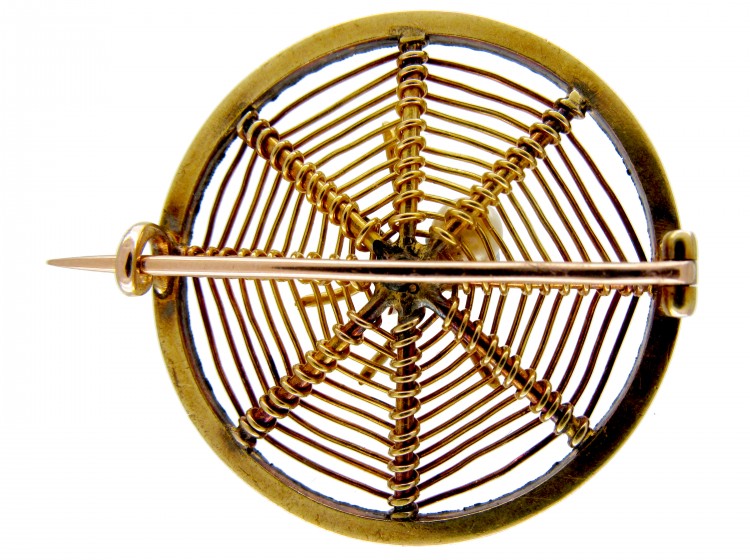 Spider in it's Web 18ct Gold & Diamond Brooch