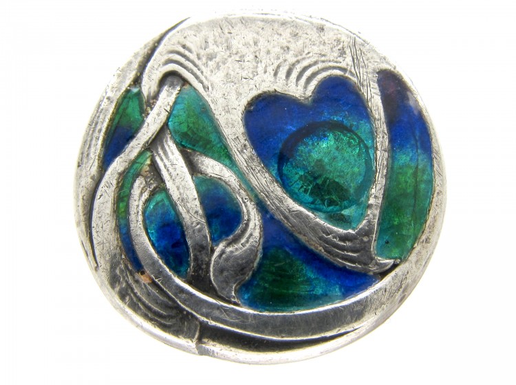 Liberty & Co. Enamel & Silver Button by Archibald Knox