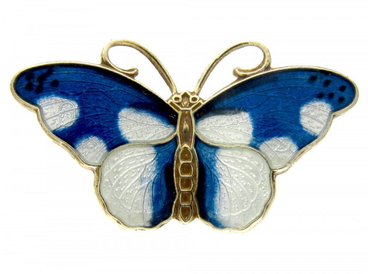 Silver & Enamel Butterfly Brooch