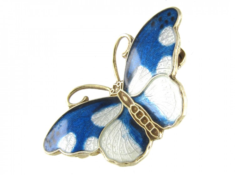 Silver & Enamel Butterfly Brooch