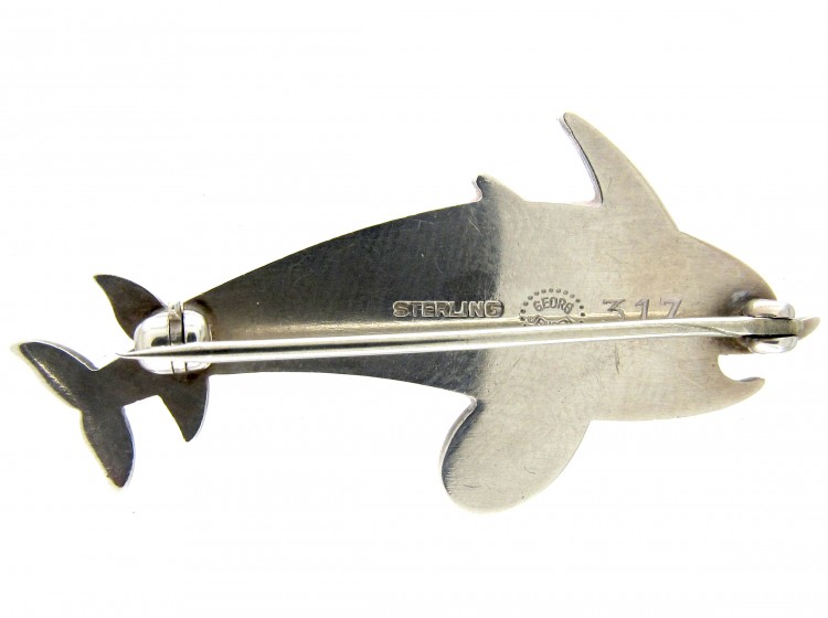 Georg Jensen Silver Dolphins Brooch