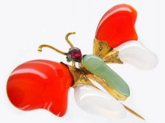 Georgian Gold & Agate Butterfly Brooch