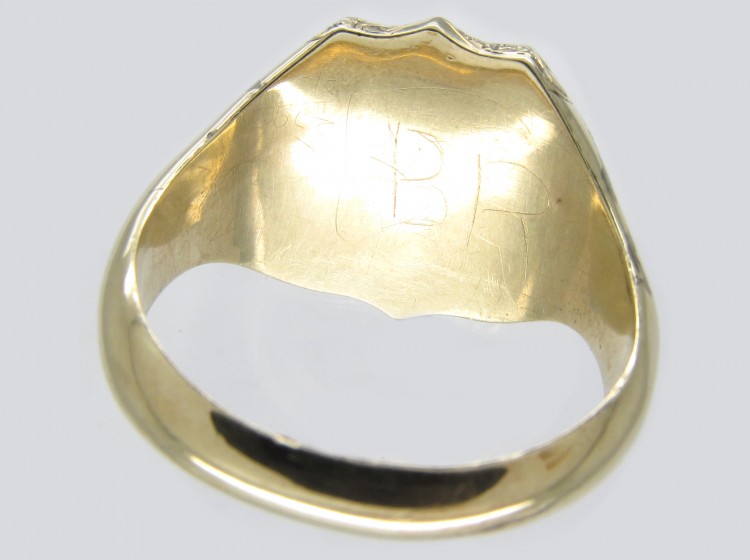 Shield Shaped Gold & Bloodstone Signet Ring
