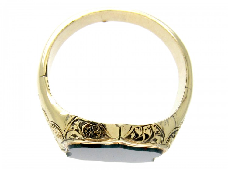 Shield Shaped Gold & Bloodstone Signet Ring