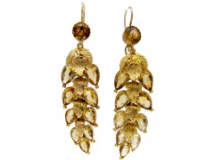 Georgian Gold Citrine Leaf Drop Earrings