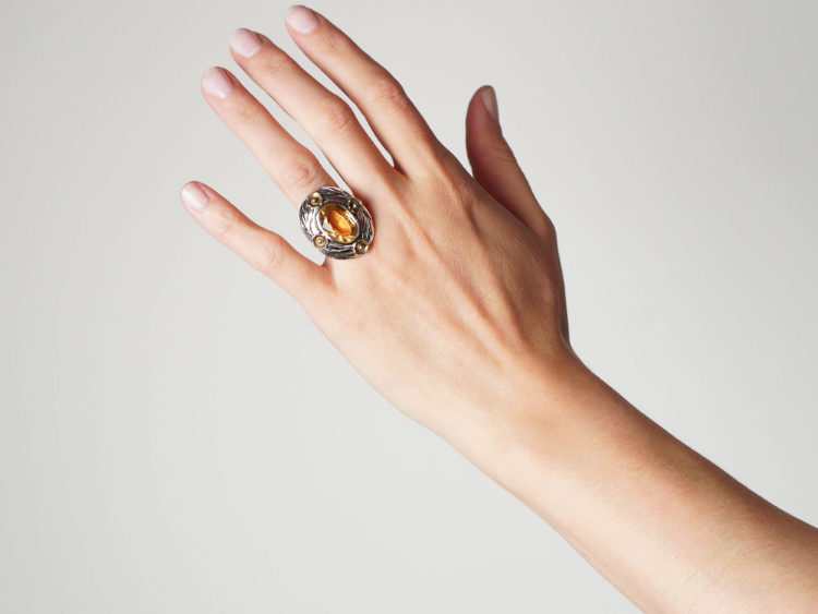 Silver & Citrine Arts & Crafts Ring