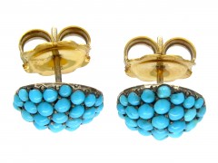Edwardian Turquoise & Gold Button Earstuds