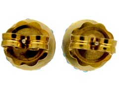 Edwardian Turquoise & Gold Button Earstuds