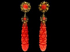 Carved Coral Regency Drop Earrings
