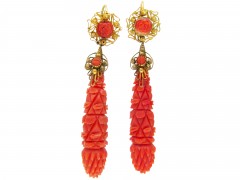 Carved Coral Regency Drop Earrings