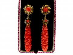 Carved Coral Regency Drop Earrings