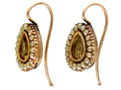Georgian Gold Foiled Citrine & Pearl Earrings