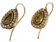 Georgian Gold Foiled Citrine & Pearl Earrings