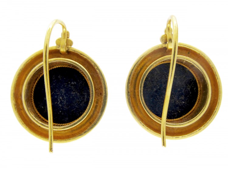 Victorian 18ct Gold & Lapis Earrings