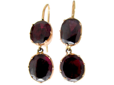 Georgian Double Drop Garnet Earrings
