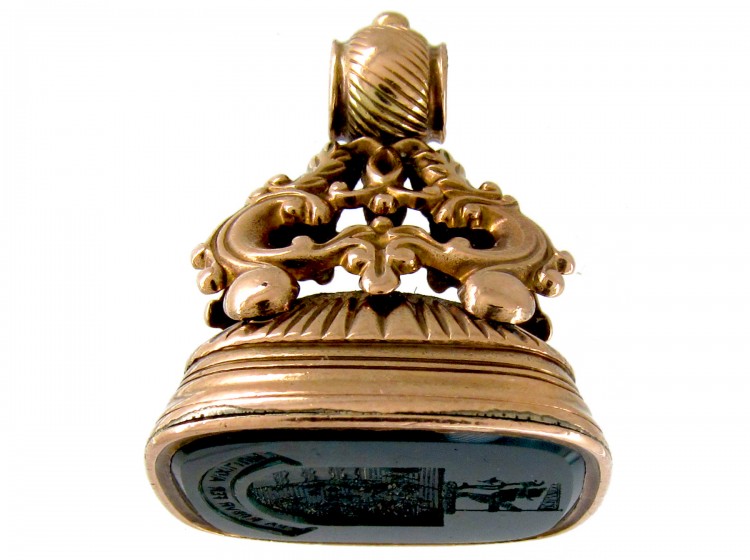 Regency Gold & Bloodstone Scrollwork Seal