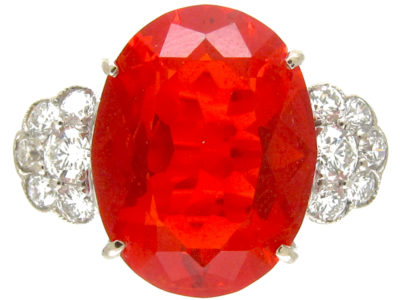 Diamond & Fire Opal 18ct Gold & Platinum Ring