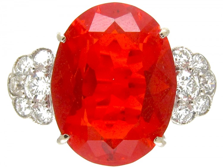 Diamond & Fire Opal 18ct Gold & Platinum Ring