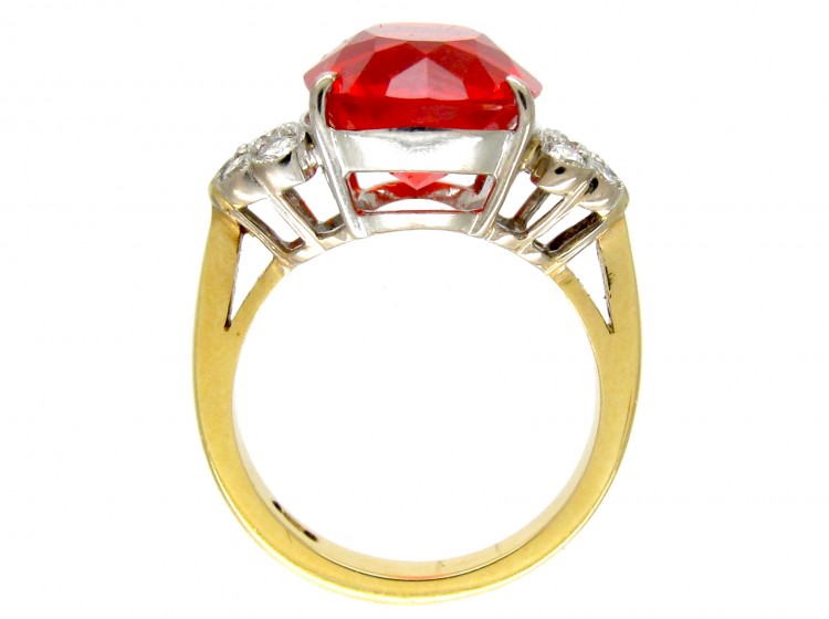 Diamond & Fire Opal 18ct Gold & Platinum Ring
