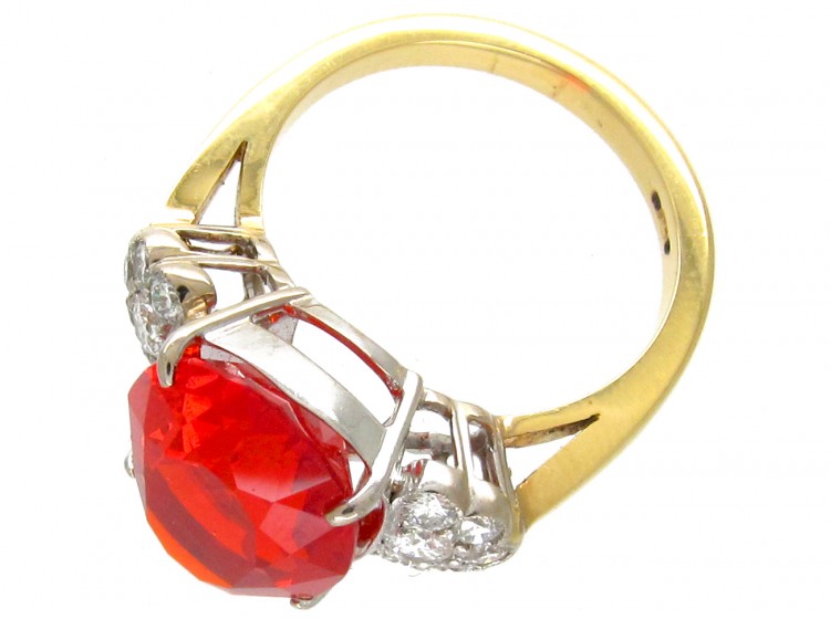 Diamond & Fire Opal 18ct Gold & Platinum Ring