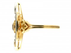 Art Deco Diamond Marquise Ring set with a Central Fancy Peach Diamond