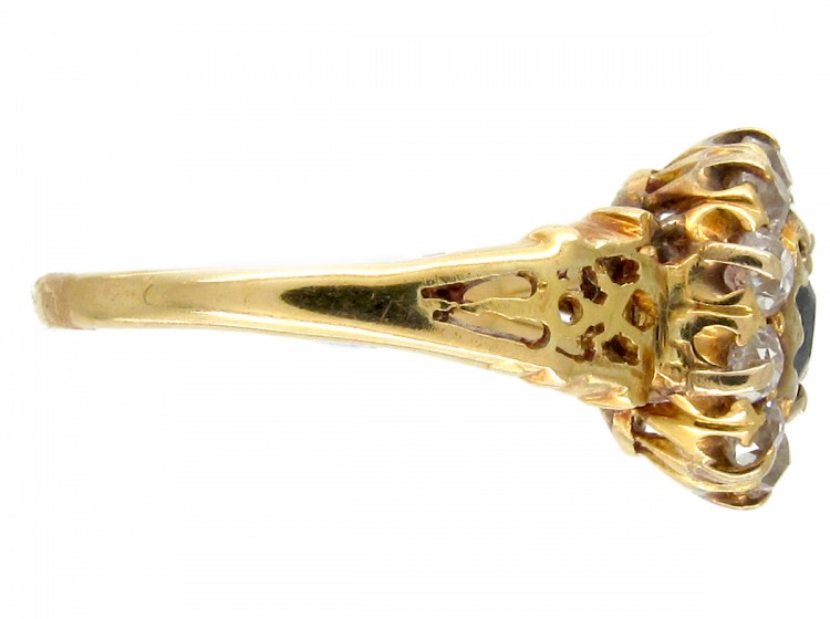 Edwardian 18ct Gold, Sapphire & Diamond Cluster Ring