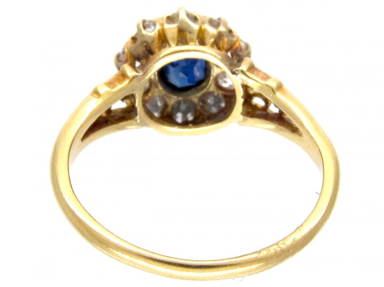 Edwardian 18ct Gold, Sapphire & Diamond Cluster Ring