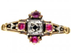 Georgian Mine Cut Ruby & Diamond Ring