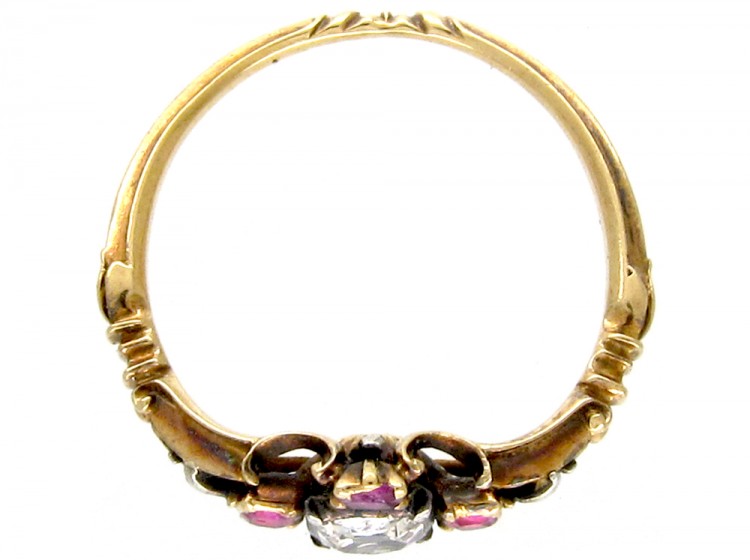 Georgian Mine Cut Ruby & Diamond Ring