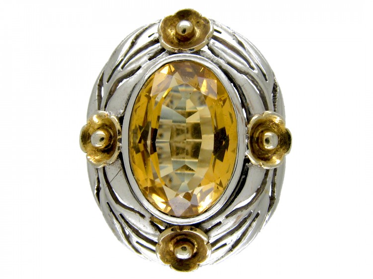 Silver & Citrine Arts & Crafts Ring