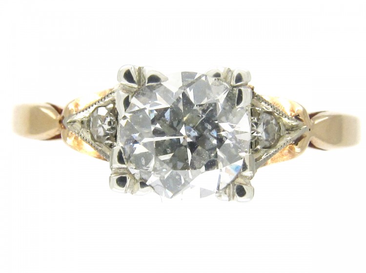 Diamond Solitaire Ring With Diamond Set Shoulders