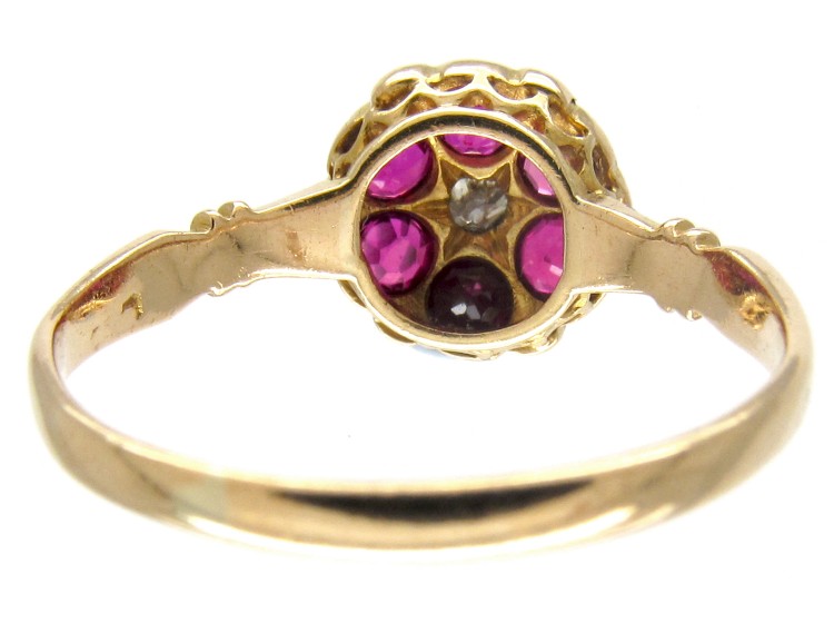 Edwardian Ruby & Diamond Cluster Ring