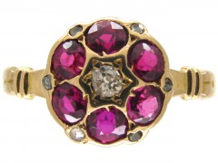 Edwardian Ruby & Diamond Cluster Ring
