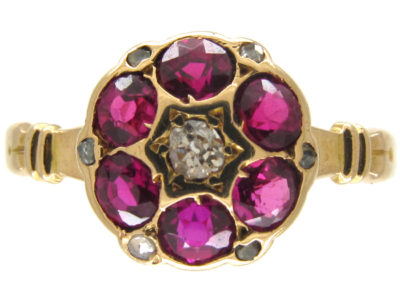 Edwardian Ruby & Diamond Cluster Ring