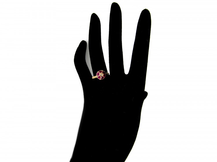 Edwardian Ruby & Diamond Cluster Ring
